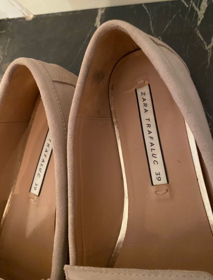 Zara Bej Süet Kadın Topuklu Babet - Görsel 5