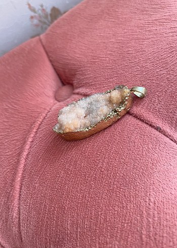 Pembe Doğal Taşlı kolye ucu - Görsel 2