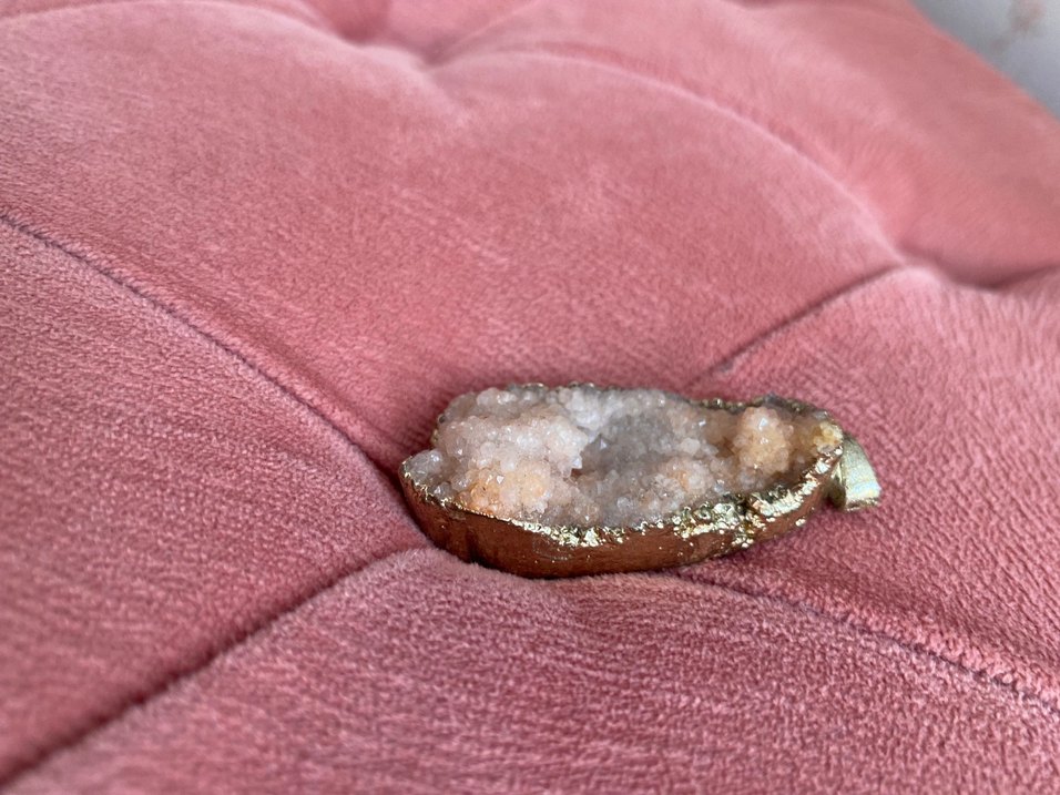 Pembe Doğal Taşlı kolye ucu - Görsel 3