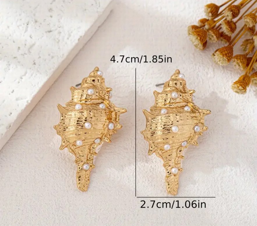 İnci Detaylı Altın Renk Mini Küpe - Görsel 4