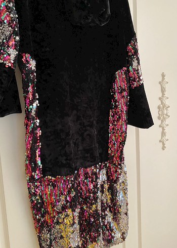 Hooopstore Kadın Siyah Payetli Midi Tunik - Görsel 8