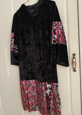 Hooopstore Kadın Siyah Payetli Midi Tunik - Görsel 3