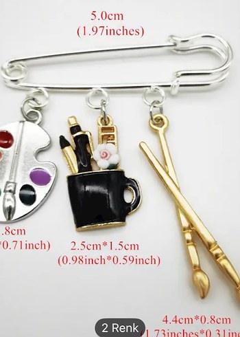 Paletli ressam Çok Renkli Kadın Broş - Görsel 3