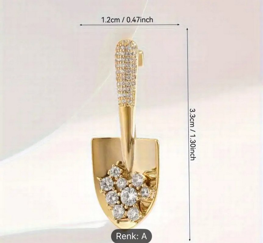 Zirkon Gold Kadın Broş - Görsel 4