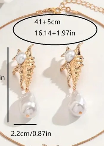 İnci Detaylı Altın Rengi Midi Küpe - Görsel 4