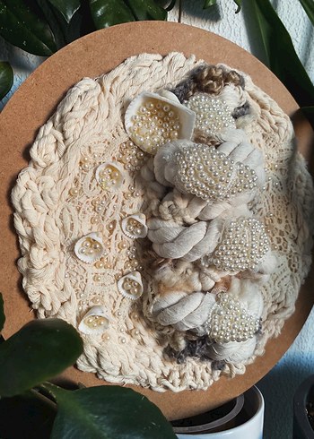 İnci Taneleri duvar dekorasyonu makrome bohem dekorasyon - Görsel 2