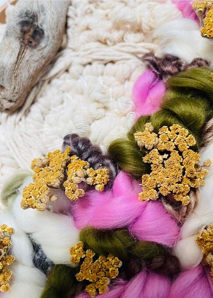 Civanperçemi Yün Keçe Makrome Yuvarlak Dekoratif Salon Duvar Süs - Görsel 3