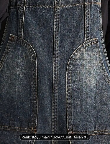 Koyu mavi bol kesimli kadın tulum - Görsel 10