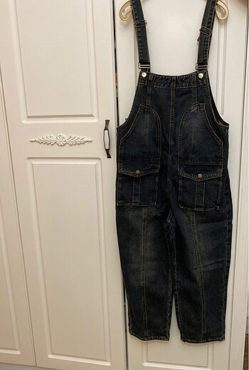 Koyu mavi bol kesimli kadın tulum - Görsel 11