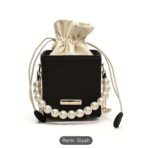 Çiçek tasarım tote çapraz siyah çanta - Görsel 2