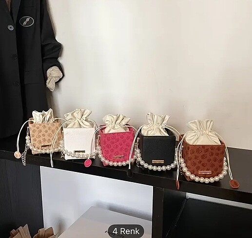 Çiçek tasarım tote çapraz siyah çanta - Görsel 3