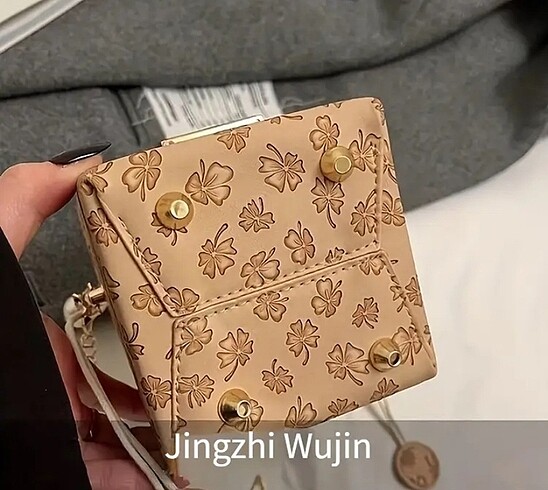 Çiçek tasarım tote çapraz siyah çanta - Görsel 8