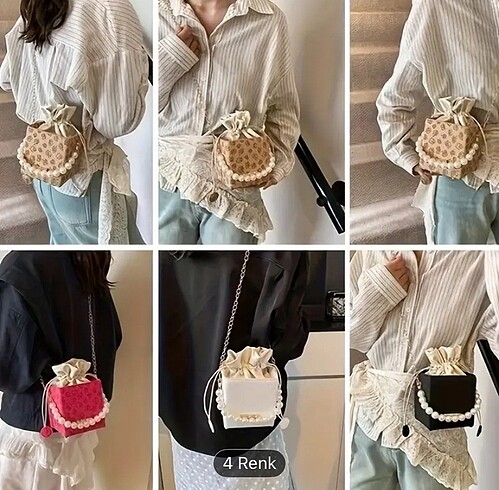 Çiçek tasarım tote çapraz siyah çanta - Görsel 5