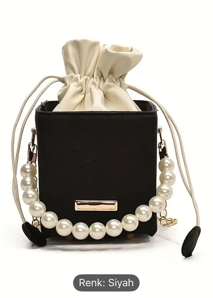 Çiçek tasarım tote çapraz siyah çanta - Görsel 2