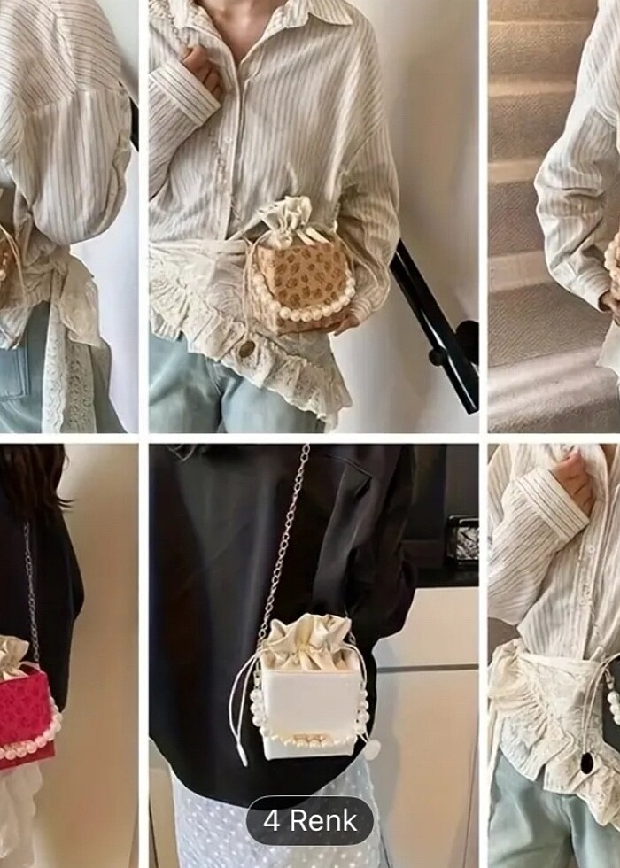 Çiçek tasarım tote çapraz siyah çanta - Görsel 5