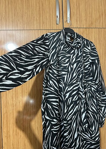 m Beden Zebra Desenli Uzun Elbise