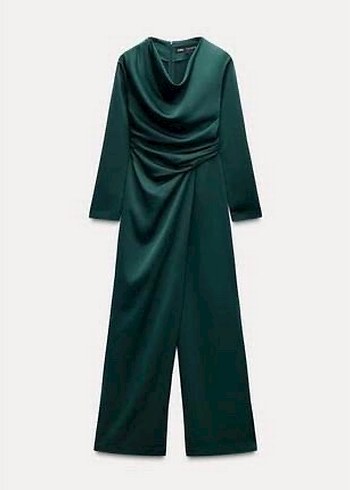 Kadın Koyu Yeşil Uzun Kollu Tulum - Görsel 2