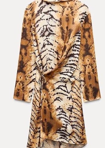 Bohem Tarz Uzun Kollu Bağlamalı Kahverengi Kadın Elbise - Görsel 2