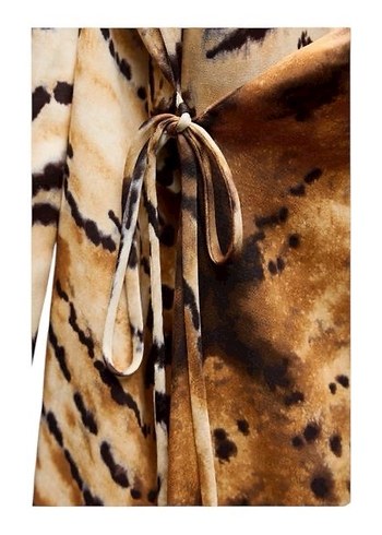 Bohem Tarz Uzun Kollu Bağlamalı Kahverengi Kadın Elbise - Görsel 4