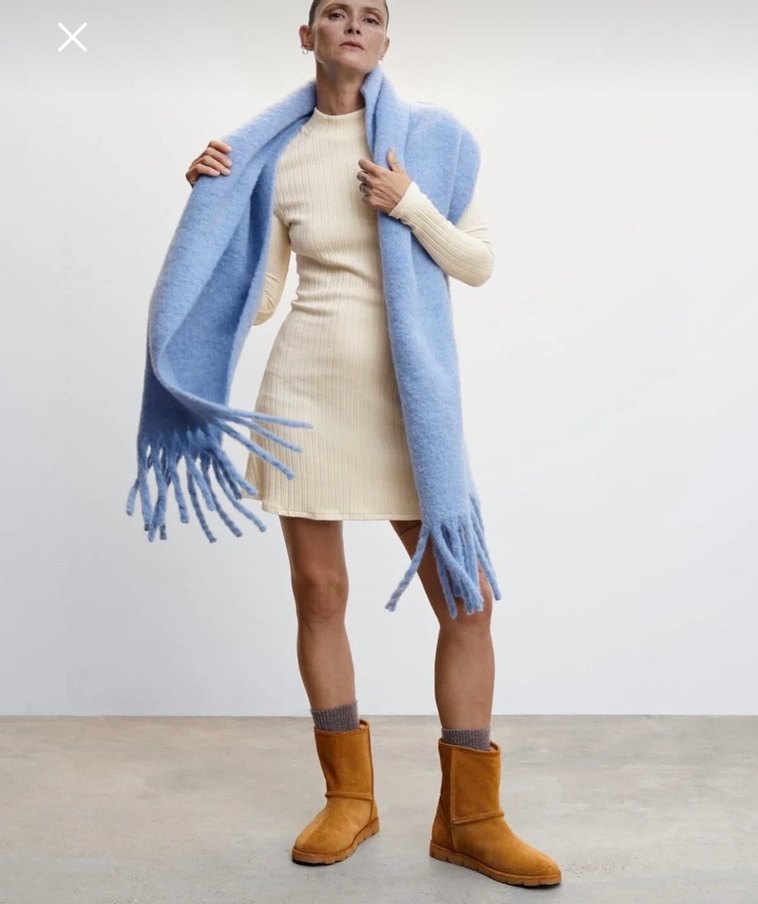 Mango Kadın krem Yüksek Yaka Triko Elbise - Görsel 3