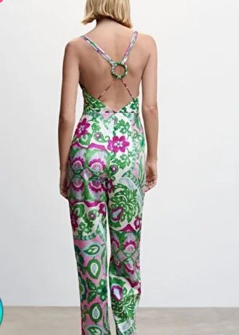 Kadın Çok Renkli Bağlama Desenli Uzun Tulum - Görsel 2