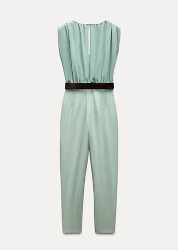 Zara Bej Kemerli V Yaka Kadın Tulum - Görsel 4