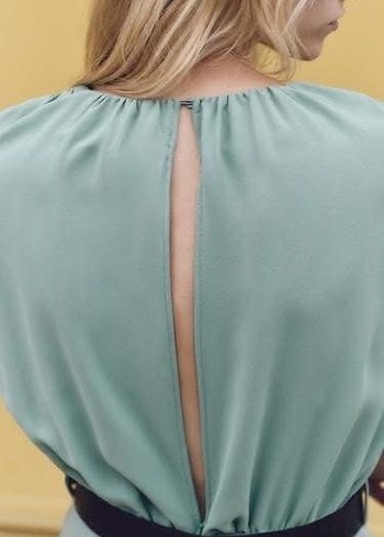 Zara Bej Kemerli V Yaka Kadın Tulum - Görsel 5