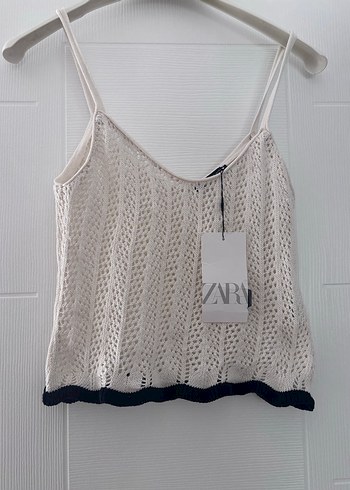 Zara Ekru İnce Askili Ajurlu Ust
