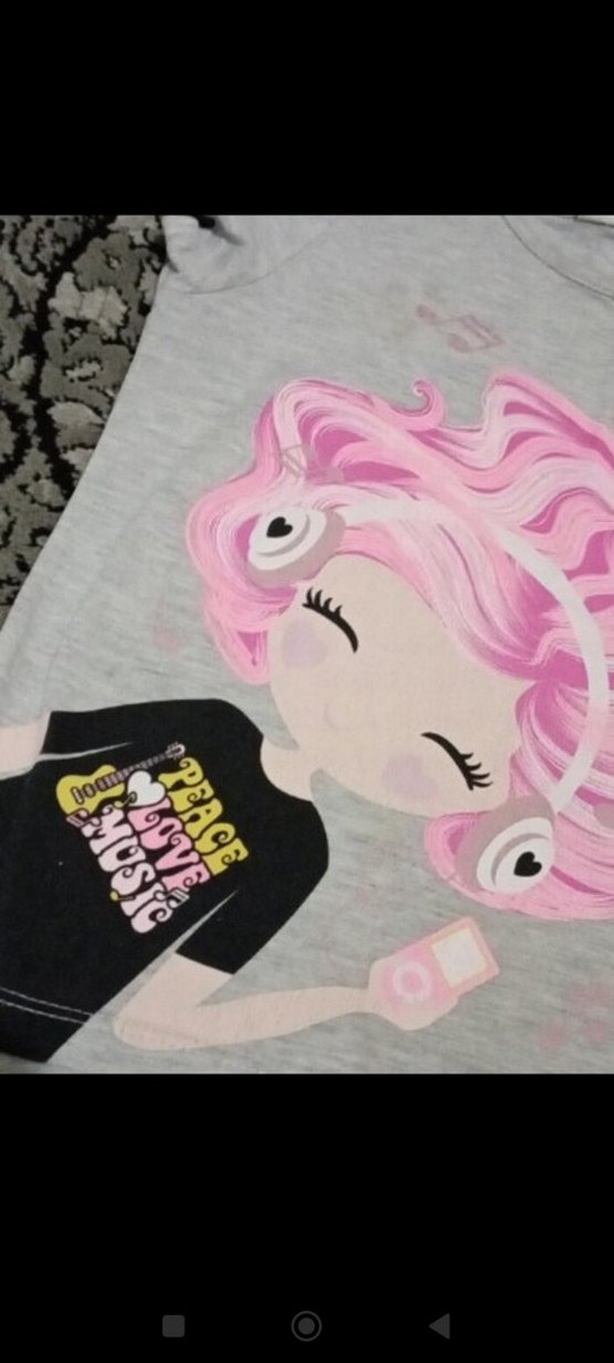 Gri Kız Çocuk Baskılı Tişört, şort - Görsel 2