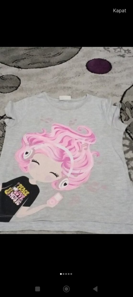 Gri Kız Çocuk Baskılı Tişört, şort - Görsel 3