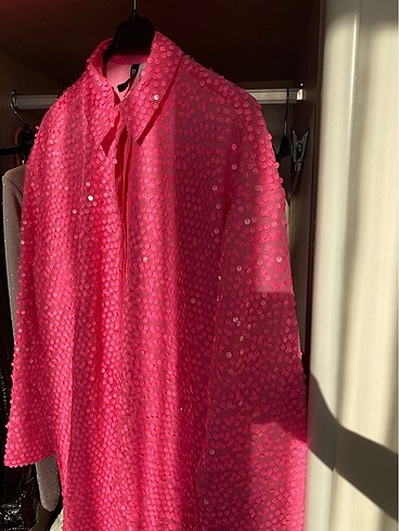 H&M PEMBE PULLU ELBİSE