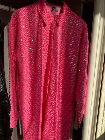 m Beden H&M PEMBE PULLU ELBİSE