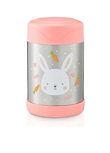 Baby Bee Yemek mama Termosu pembe bebek tavşanlı 450 ml - Görsel 3