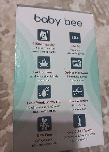 Baby Bee Yemek mama Termosu pembe bebek tavşanlı 450 ml - Görsel 6