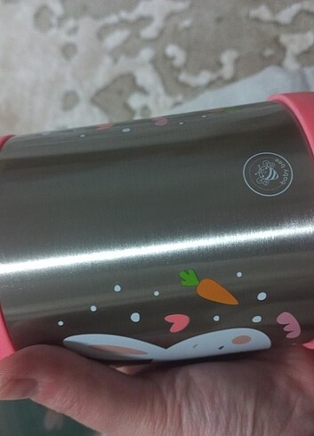 Baby Bee Yemek mama Termosu pembe bebek tavşanlı 450 ml - Görsel 9
