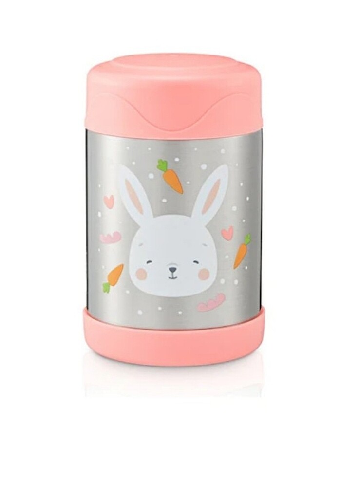 Baby Bee Yemek mama Termosu pembe bebek tavşanlı 450 ml - Görsel 3