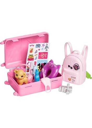  Beden Barbie Bebek Seyahatte Set Bavul Aksesuar 