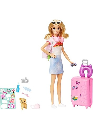  Beden Renk Barbie Bebek Seyahatte Set Bavul Aksesuar 