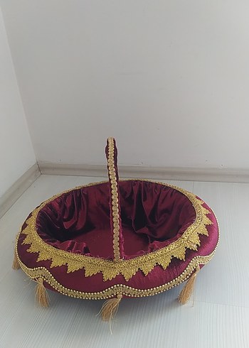 Diğer Bordo Parlak Süslemeli Sepet ve Kına kasesi Seti