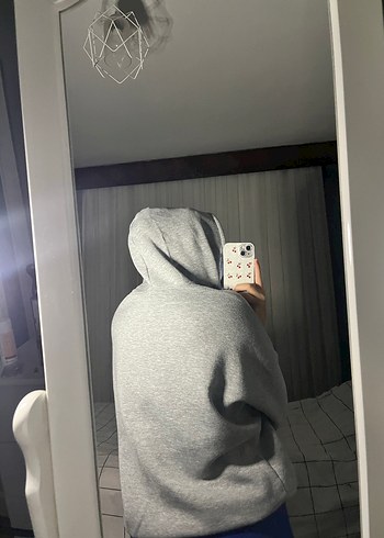 m Beden gri Renk Kapüşonlu Oversize Sweatshirt