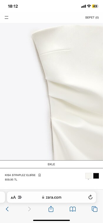s Beden beyaz Renk Zara Straplez Beyaz Elbise