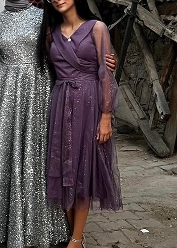 Mor Abiye Elbise - Görsel 2