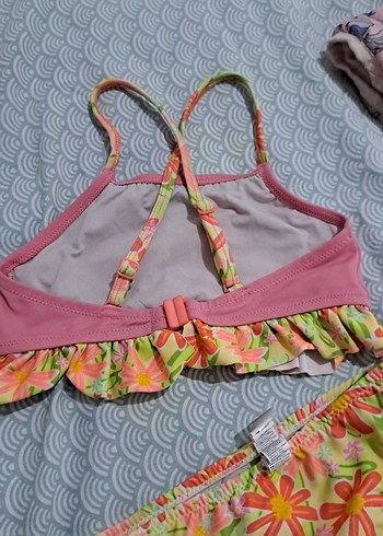 6 Yaş Beden Çiçek Desenli Pembe Kız Bikini