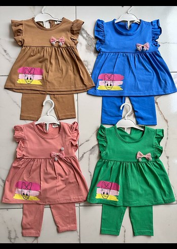 Renkli Kız çocuk Kısa Kollu Takım - Görsel 2