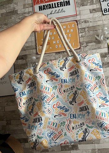 Renkli Baskılı Bohem Plaj Çantası