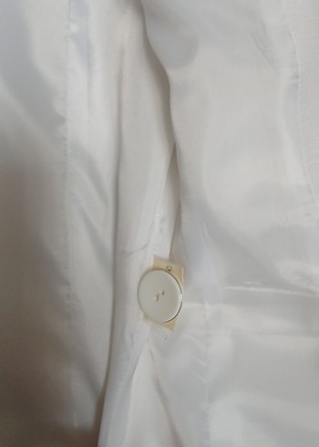 Beyaz, Düğmeli  Kadın Blazer - Görsel 4