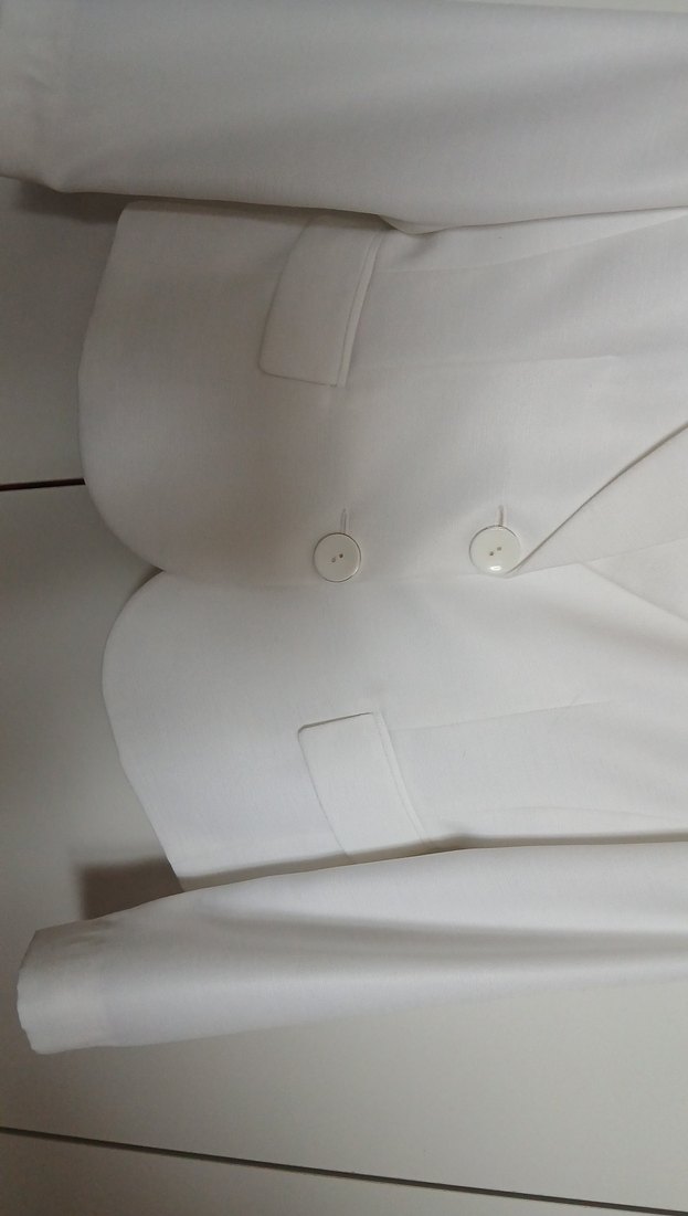 Beyaz, Düğmeli  Kadın Blazer - Görsel 3