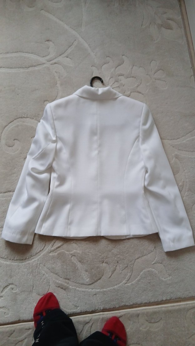 Beyaz, Düğmeli  Kadın Blazer - Görsel 2