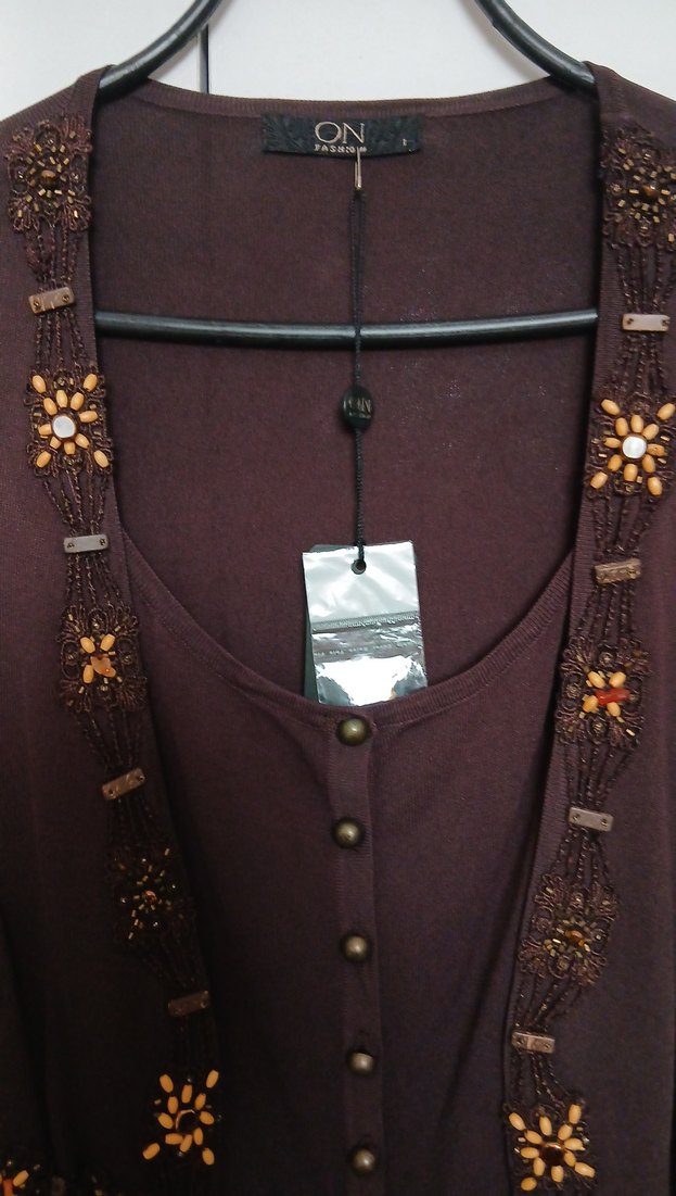 Kemerli Kızıl Kahve Kadın Bluz - Görsel 4