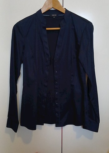 Lacivert V Yaka Uzun Kollu  Gömlek - Görsel 5